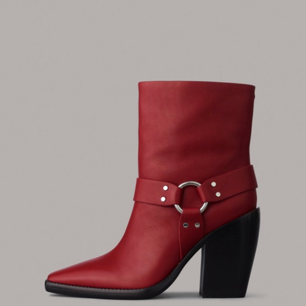 Rag & Bone Rio Western Leather Heeled Boot, Red. New and Trendy for Fall 2023!
